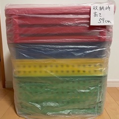 【良品】お洒落可愛い♪カラフル収納3段ラック 便利なキャスター付き♪奥行56×幅45×高さ103^_^収納時高さ59の画像