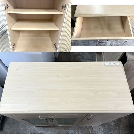 キッチン収納 キッチンカウンター キャスター付 高90cm×幅88.7cm