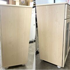 キッチン収納 キッチンカウンター キャスター付 高90cm×幅88.7cm ホワイトナチュラル カウンターワゴン 収納棚☆札幌市 白石店 の画像