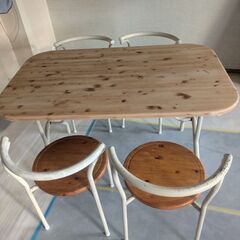カントリー白木木目調　テーブルセット