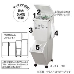 ニトリ　スリム分別ペール2段(55L)　ゴミ箱の画像