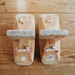 わとみ　一本歯下駄　21.5cm　赤の画像