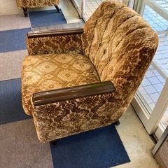 K2511-522 ミッドセンチュリー アンティーク風 シングルソファ ゴールド ② キズ汚れ有りの画像