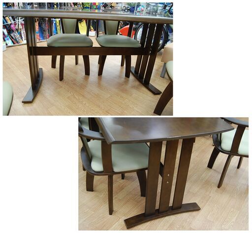 ②4人掛け ダイニングセット 幅135.5×奥行80×高さ71.5cm ダークブラウン テーブル×1 チェア×4 回転チェア 札幌市 清田区 平岡