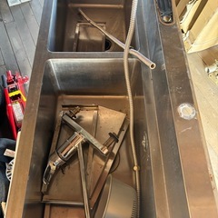 ステンレスシンク2槽、切り替えカランの画像