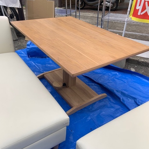 シギヤマ家具　ダイニングテーブル昇降式　ソファ　3点セット