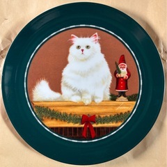 1991 Lowell Herrero Cat 猫サンタクリスマス　猫クリスマスプレート　コレクターズプレート　猫置物　クリスマス　飾り皿の画像