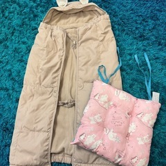 クマ耳ダウンベビーケープ　ベージュ　の画像