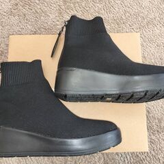 ★ レディース HAWKINS ホーキンス MARY 5 ニットブーツ ショートブーツ HW00137 BLACK サイズ:7(24cm)の画像