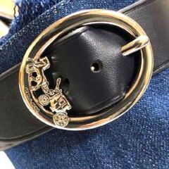  【COACH】デニムサンダル フリンジデザイン（23㎝）の画像