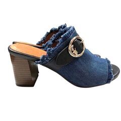  【COACH】デニムサンダル フリンジデザイン（23㎝）の画像