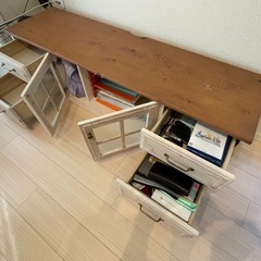 ニトリ シナモ SINAMO テレビ台 ローボード TVボード 150cm パイン材 オフホワイト ナチュラル 木製 廃盤品の画像