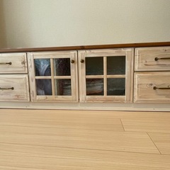 ニトリ シナモ SINAMO テレビ台 ローボード TVボード 150cm パイン材 オフホワイト ナチュラル 木製 廃盤品の画像