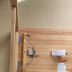 無印良品　パインテーブルと山善のパイプ椅子の画像