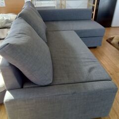 ★リユースのサカイつくば店★TK7485 IKEA 3人掛けソファ グレー H65×D90～148×W215 クリーニング済みの画像