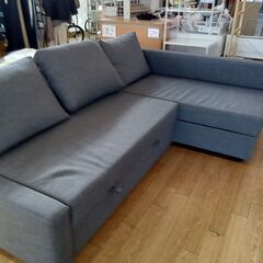 ★リユースのサカイつくば店★TK7485 IKEA 3人掛けソファ グレー H65×D90～148×W215 クリーニング済みの画像