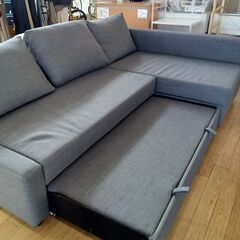 ★リユースのサカイつくば店★TK7485 IKEA 3人掛けソファ グレー H65×D90～148×W215 クリーニング済みの画像