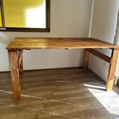 ダイニングテーブル 勉強机　150✕90 高さ71  テーブルウォールナット塗装アンティーク レトロ 天然木の画像