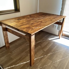 ダイニングテーブル 勉強机　150✕90 高さ71  テーブルウォールナット塗装アンティーク レトロ 天然木の画像