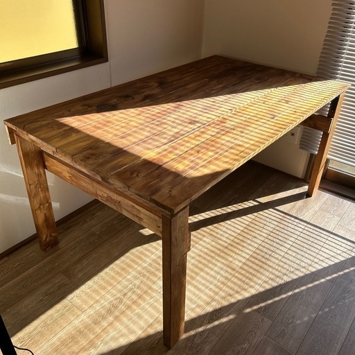 ダイニングテーブル 勉強机　150✕90 高さ71  テーブルウォールナット塗装アンティーク レトロ 天然木