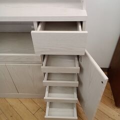 ★リユースのサカイつくば店★TK7487  食器棚 アイボリー H182×D41×W90 クリーニング済みの画像