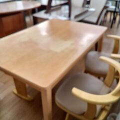 ★リユースのサカイつくば店★TK7488  ダイニングテーブルセット ナチュラル H70×D78×W120 クリーニング済みの画像
