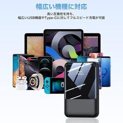 モバイルバッテリー2個 大容量【2025年新モデル大容量·超薄型·業界新登場】 Type C入出力ポート 20000mAh 急速充電 小型 バッテリー 3つ出力ポート 3台同時充電 PSE技術認証済 安全回路保護 スマホ充電器 iOS/Android全種機器対応 LCD残量表示 超薄型 持ち運び便利 旅行/出張/アウトドア/停電/防災緊急用の画像