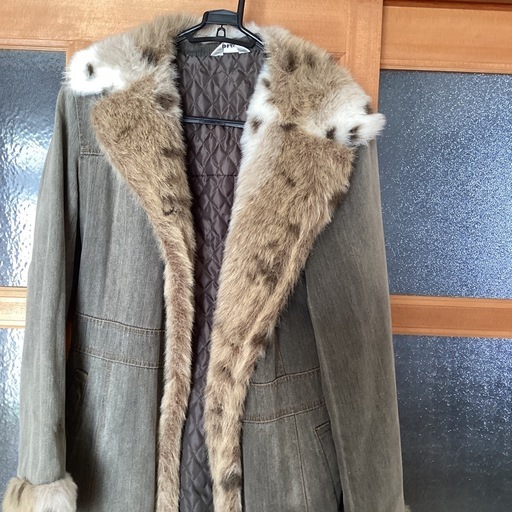 TE MALデニムロングコートファー付き