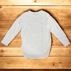 UNIQLO コットンロングシャツテールT（長袖） S 白　Tシャツの画像