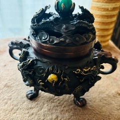 開運 龍 龍神 九龍香炉 銅製　　龍玉 中国  の画像