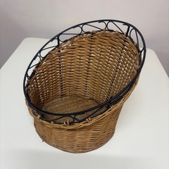 ラタン調バスケット　直径約30cm×高さ約30cm　店舗ディスプレイ・マルシェ・バケット入れにの画像
