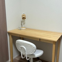 【直接引き取り希望】木製デスク／勉強机 幅100cm ナチュラルの画像