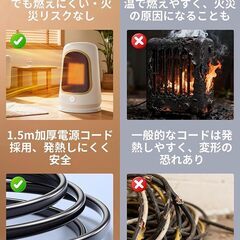 セラミックヒーター 【2025新モデル・節電対策・2秒速暖】 足元ヒーター 大風量 600W/1000W 省エネ 2段階温度調節 転倒OFF機能 過熱保護 ミニ 暖房器具 電気ストーブ 静音設計 寝室・脱衣所・トイレ・洗面所・オフィスに最適 窓下結露対策 寒さ対策 PSE認証取得済みの画像