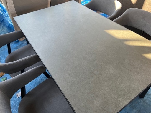 【美品】ニトリセラミックトップテーブル　NコレクションT-12 150 BK/GY イス4脚