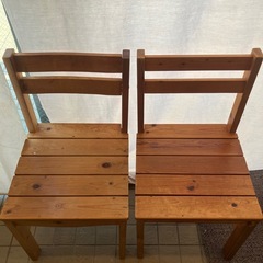 【2脚セット】パイン材の木製ダイニングチェア（カントリー調・ナチュラル）の画像