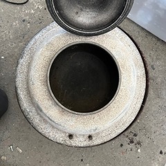 古民具　
伝統工芸品 昭和レトロ!!アンティーク!!｜茶道具 風炉釜 羽釜 アルミ 蓋付き｜ ｜骨董 古美術の画像