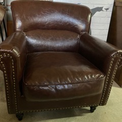 チェスターフィールド 英国アンティーク調 ブラウン 合成皮革 PUレザー シンプル VINCENT の画像