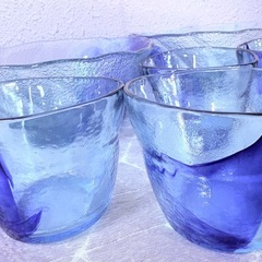 🌊✨東洋佐々木ガラス 8点まとめて💎彩流＊涼しげブルー＆透明ガラス♪そうめん鉢2点＋そば猪口6点💎夏も冬も使えるおしゃれ和モダン食器♥麺類・サラダ・デザート・鍋料理にも最適🎐岡山市中区円山直接手渡し💙❄️の画像