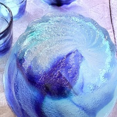 🌊✨東洋佐々木ガラス 8点まとめて💎彩流＊涼しげブルー＆透明ガラス♪そうめん鉢2点＋そば猪口6点💎夏も冬も使えるおしゃれ和モダン食器♥麺類・サラダ・デザート・鍋料理にも最適🎐岡山市中区円山直接手渡し💙❄️の画像