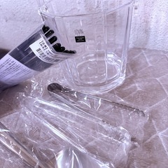 ❄✨東洋佐々木ガラス LOVIN＊アイスペールセット🍹氷入れ＋アイストング×2・スコップ・マドラー付き♥透明感あふれる上品ガラスデザインでホームパーティーやおもてなしに最適🎉岡山市中区円山直接手渡し🌸の画像