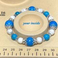 ハウライトターコイズ デザイン 天然石ブレスレット の画像