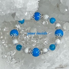 ハウライトターコイズ デザイン 天然石ブレスレット の画像