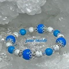 ハウライトターコイズ デザイン 天然石ブレスレット の画像