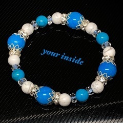 ハウライトターコイズ デザイン 天然石ブレスレット の画像