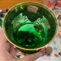 アンティーク風 ボヘミアガラス ゴブレット 3色セットの画像