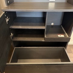 アイリスオーヤマ キッチンラック 食器棚 棚 収納棚 ラック キャビネット キッチンキャビネット KCB-790 ブラックの画像