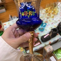 アンティーク風 ボヘミアガラス ゴブレット 3色セットの画像