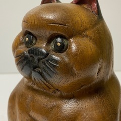 木彫り　南米の猫の置物　アンティーク　コレクション　飾物の画像