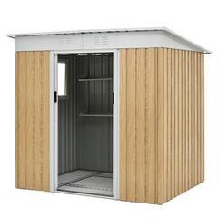 送料込み❣ 新品未使用 物置 プレハブ 可動棚&すべり出し窓付き 屋外 スチール 倉庫 床材補強フレーム付き 戸外収納 1123984②の画像