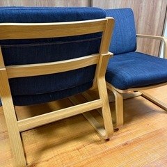 リビングでもダイニングでも使えるソファチェア    デニム調の画像